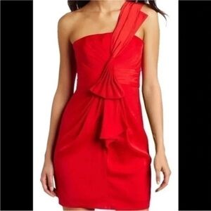 BCBGMAXAZRIA | Holiday Party Red Formal One Shoulder Cocktail Dress Size 2 XS